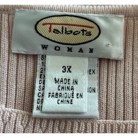 Talbots Silk 3X Sweater Pink Rib Knit Short Sleeve Quiet Luxury Barbiecore - Picture 5 of 5